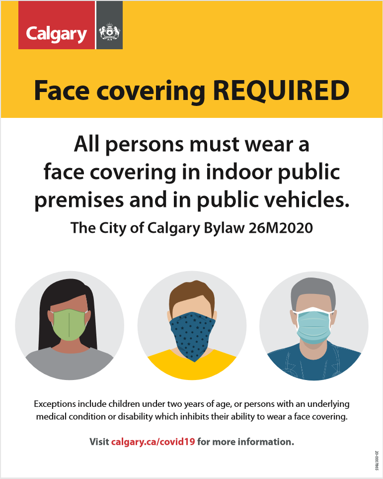 City of Calgary, Mandatory Face Coverings Bylaw | August 1, 2020